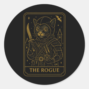 Rpg-Spieler Schurke D20-Würfel Nerdy-Geek-Katze Mä Runder Aufkleber
