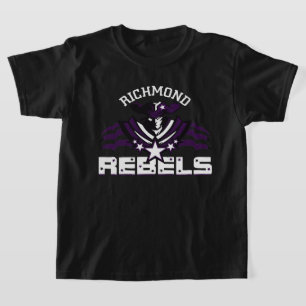 RR 01   White Rebel Logo Kids Black T - Shirt