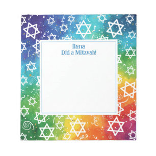 Rrainbow Magen Star von David Personalisiert Mitzv Notizblock