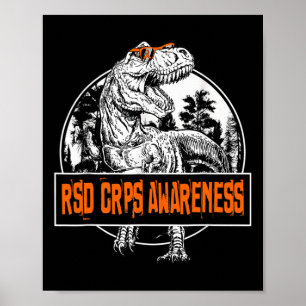 RSD CRPS Awareness Dinosaurier Orange Ribbon Poster