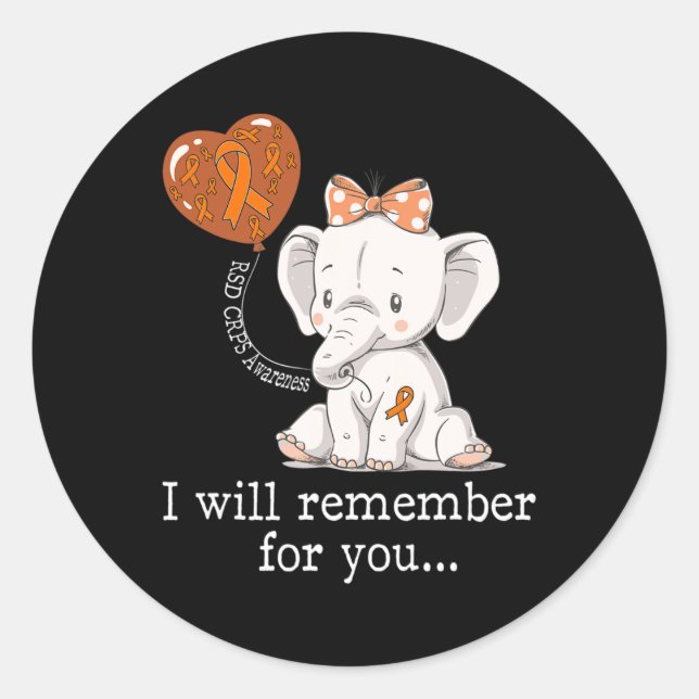 Rsd Crps Awareness Elephant Runder Aufkleber (Vorderseite)