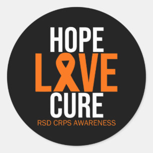 Rsd Crps Awareness Hope Liebe Cure Fighter Orange  Runder Aufkleber