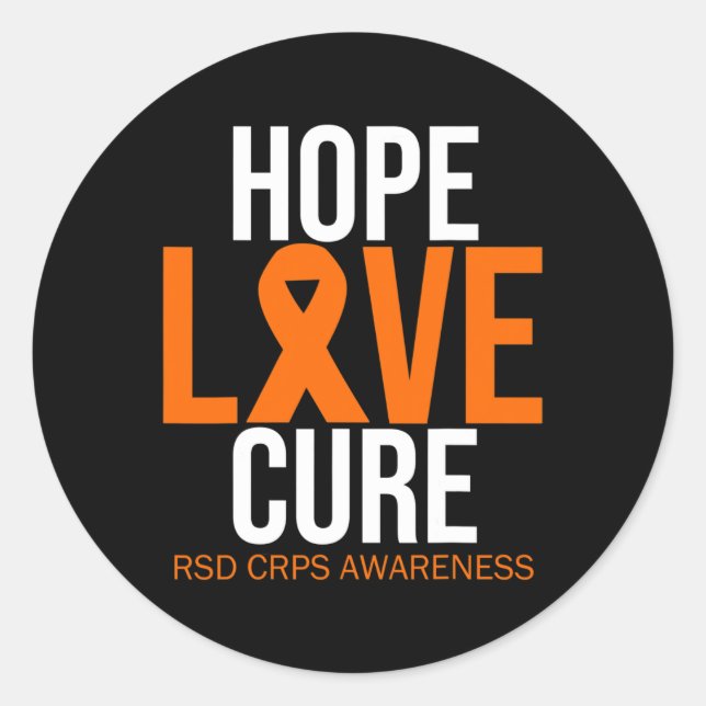 Rsd Crps Awareness Hope Liebe Cure Fighter Orange  Runder Aufkleber (Vorderseite)