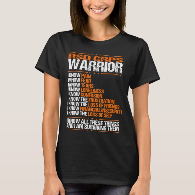 RSD CRPS Awareness I know Pain Orange Ribbon T-Shirt (Vorderseite)