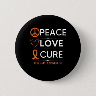 RSD CRPS Awareness Peace Liebe Cure Fighter Orange Button