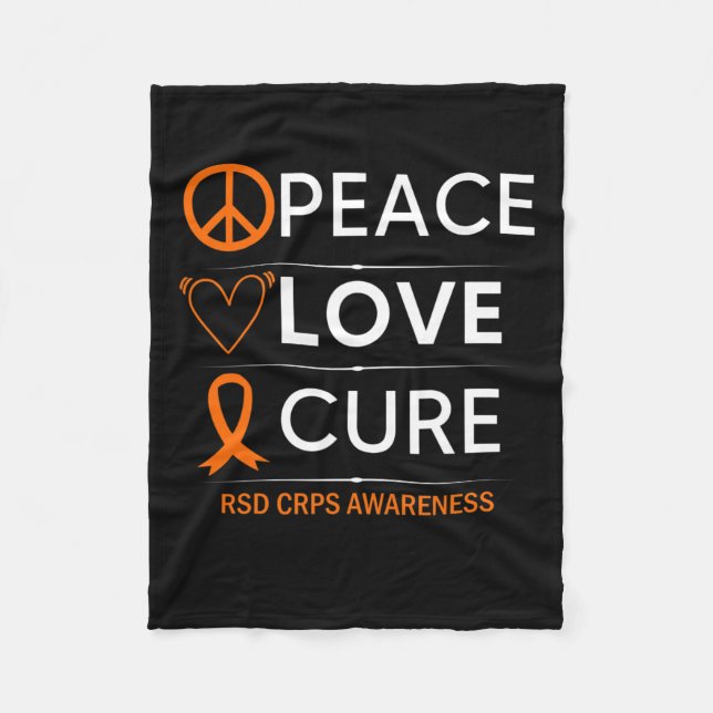 Rsd Crps Awareness Peace Liebe Cure Fighter Orange Fleecedecke (Vorderseite)