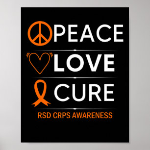 RSD CRPS Awareness Peace Liebe Cure Fighter Orange Poster