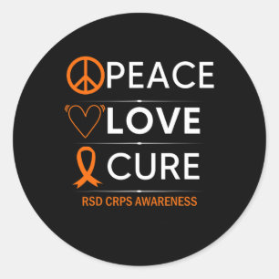 Rsd Crps Awareness Peace Liebe Cure Fighter Orange Runder Aufkleber