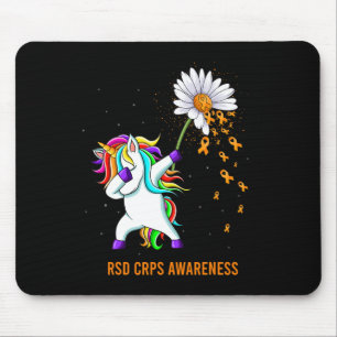 Rsd Crps Awareness Unicorn Orange Ribbon Daisy Mousepad