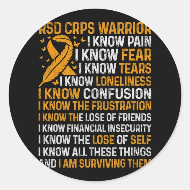 Rsd Crps Warrior Orange Ribbon Crps Sensibilisieru Runder Aufkleber (Vorderseite)