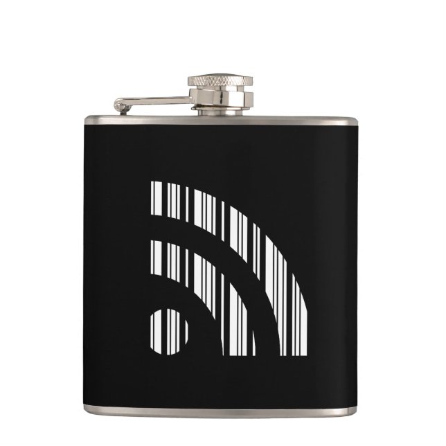 RSS-FEED-BAR-CODE-Logo Barcode-Musterdesign Flachmann (Vorderseite)