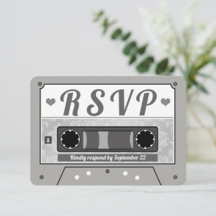 RSVP-Ankündigung von Retro Cassette Tape Wedding Einladung