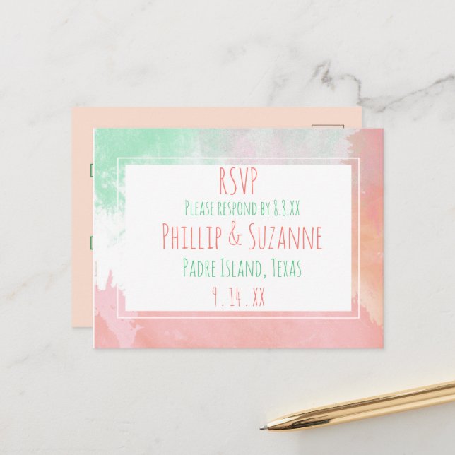 RSVP ANKÜNDIGUNGSPOSTKARTE (Vorderseite/Rückseite Beispiel)