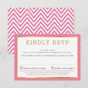 RSVP-ANTWORT-Antwort einfaches Chevron-Muster rosa RSVP Karte