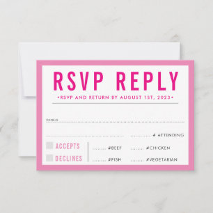 RSVP ANTWORT ANTWORT modern fett Mädchen rosa