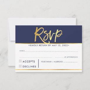 RSVP ANTWORT ANTWORT modern fett navy künstliches