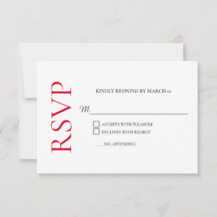 RSVP-Antwort auf klassische Red White Wedding RSVP Karte
