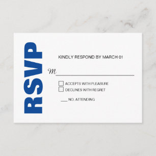 RSVP-Antwort auf moderne Blue White Wedding RSVP Karte