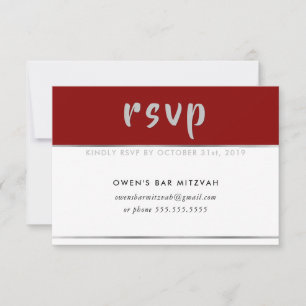 RSVP-Antwort einfach modern rot burgunder silber RSVP Karte