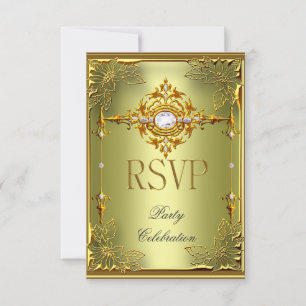 RSVP-Antwort Elite Avocado Grün Gold RSVP Karte