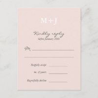 RSVP-Antwort für die Blush Rustic Monogram Wedding