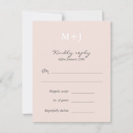 RSVP-Antwort für die Blush Rustic Monogram Wedding RSVP Karte