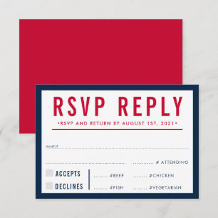 RSVP ANTWORT MODERN fett Junge navy rot