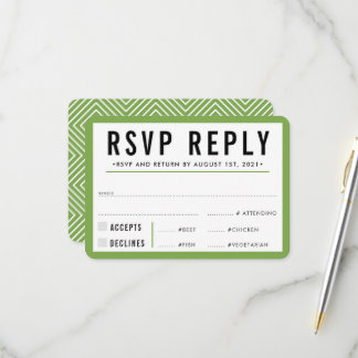 RSVP-ANTWORT MODERN fett schwarz grün RSVP Karte