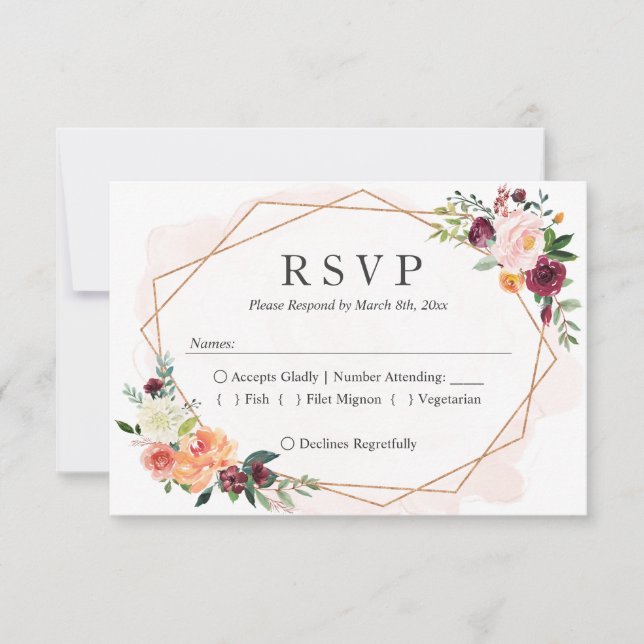 RSVP-Antwort zur Hochzeit moderner geometrischer R RSVP Karte (Vorderseite)