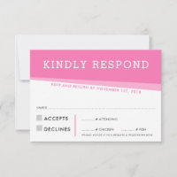 RSVP-ANTWORTKARTE einfache moderne Winkel rosa