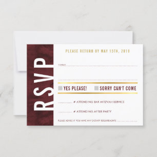 RSVP-ANTWORTKARTE fett modern rot marone gold RSVP Karte