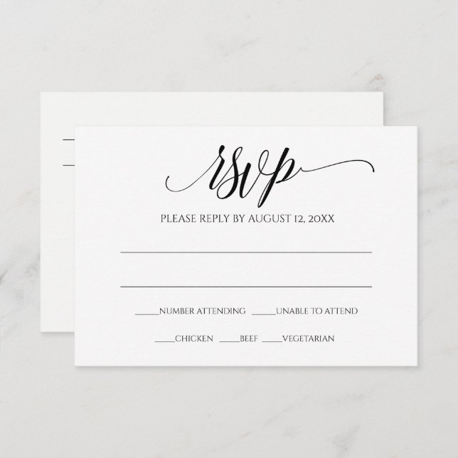 RSVP-Antwortkarte für Hochzeiten | Luxe Calligraph Einladung (Vorne/Hinten)