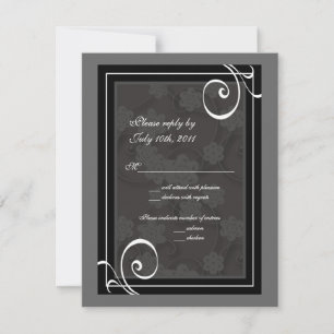 RSVP-Antwortkarte für Hochzeiten schwarz und weiß RSVP Karte