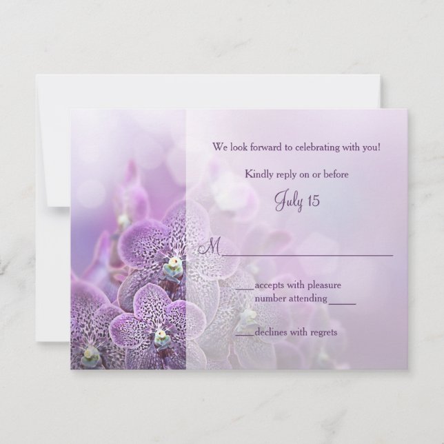 RSVP-Antwortkarte für lila Orchid-Hochzeiten RSVP Karte (Vorderseite)