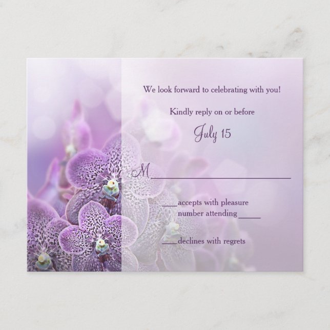 RSVP-Antwortkarte für lila Orchid-Hochzeiten RSVP Karte (Vorderseite)