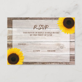 RSVP-Antwortkarte für Sonnenblumen-Stallholz RSVP Karte
