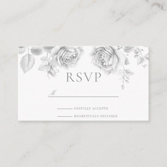 RSVP-Antwortkarte für Vintage White Roses Begleitkarte (Vorderseite)