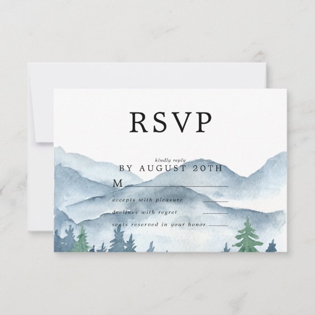RSVP-Antwortkarte für Wasserfarbenwald RSVP Karte (Vorderseite)