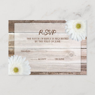 RSVP-Antwortkarte für weißes Daisy-Stall-Holz RSVP Karte