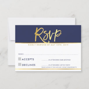 RSVP-ANTWORTKARTE moderne navyblaue goldene Schrif RSVP Karte