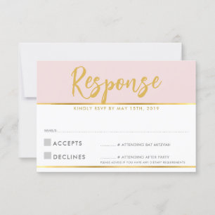 RSVP ANTWORTKARTE rosa gold Schrift polka Punkte Karte