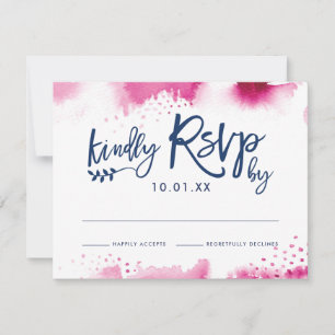 RSVP-ANTWORTKARTE stilvoll dunkelrosa Wasserfarbe RSVP Karte
