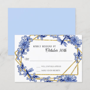 RSVP Asiatischer Einfluss Himmelblau Floral Wasser Einladung