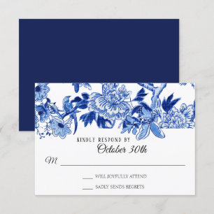 RSVP Asiatischer Einfluss Navy Blau Floral Chinois Einladung