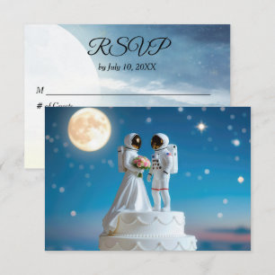 RSVP Astronauten auf einer Hochzeitstorte Karte