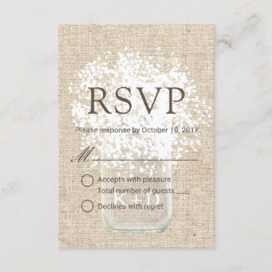 RSVP Baby's Breath Mason-Glas rustikale Hochzeit Karte