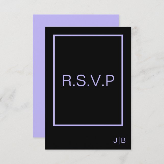 RSVP Black and Lavendel CARD Hochzeit (Vorne/Hinten)