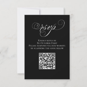RSVP Black and White QR Code Calligrafy Wedding