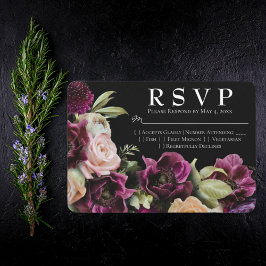RSVP (Black Viktorianisch Lila Vintag Floral Weddi Karte