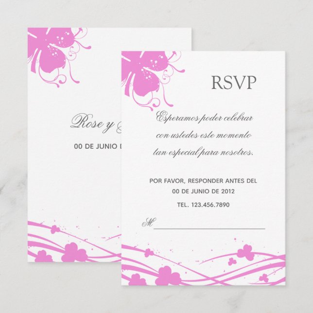 RSVP Blumen- - Einladung (Vorne/Hinten)